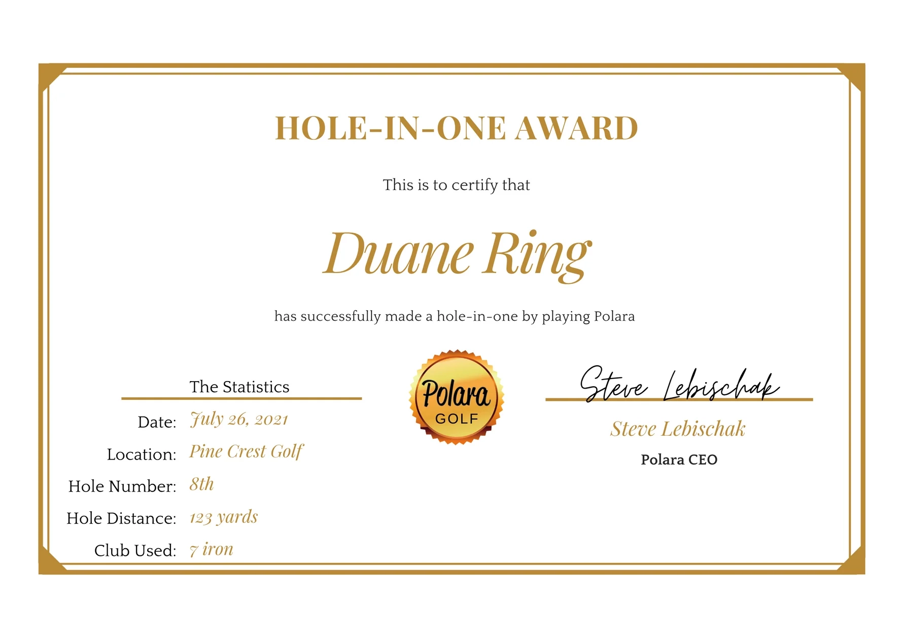 Hole In One Polara Golf Hole In One Polara Golf