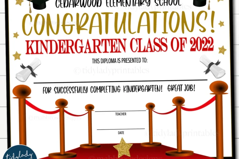Preschool Graduation Red Certificate Printable