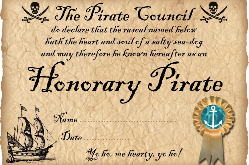 Free Printable Pirate Certificate
