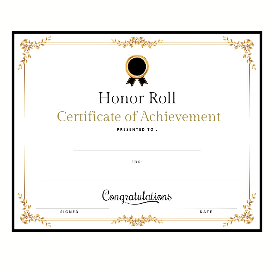Honors Day Honor Roll Certificate Instant Download Printable Print And Go Affordable Elegant Professional End Of School Year Graduation Etsy