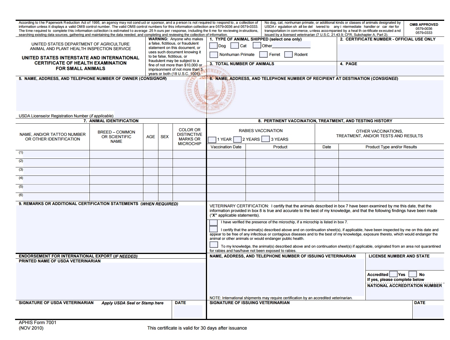 International Pet Health Certificate Printable