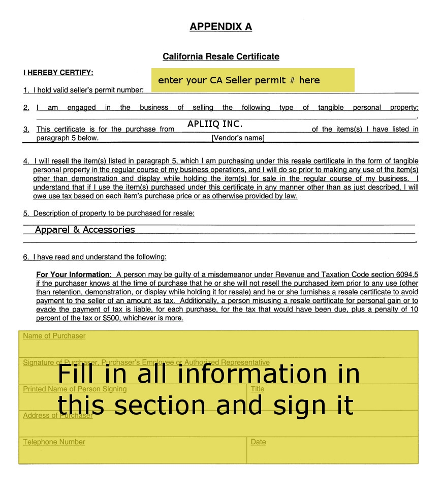 Printable Resellers Certificate Printable Resellers Certificate