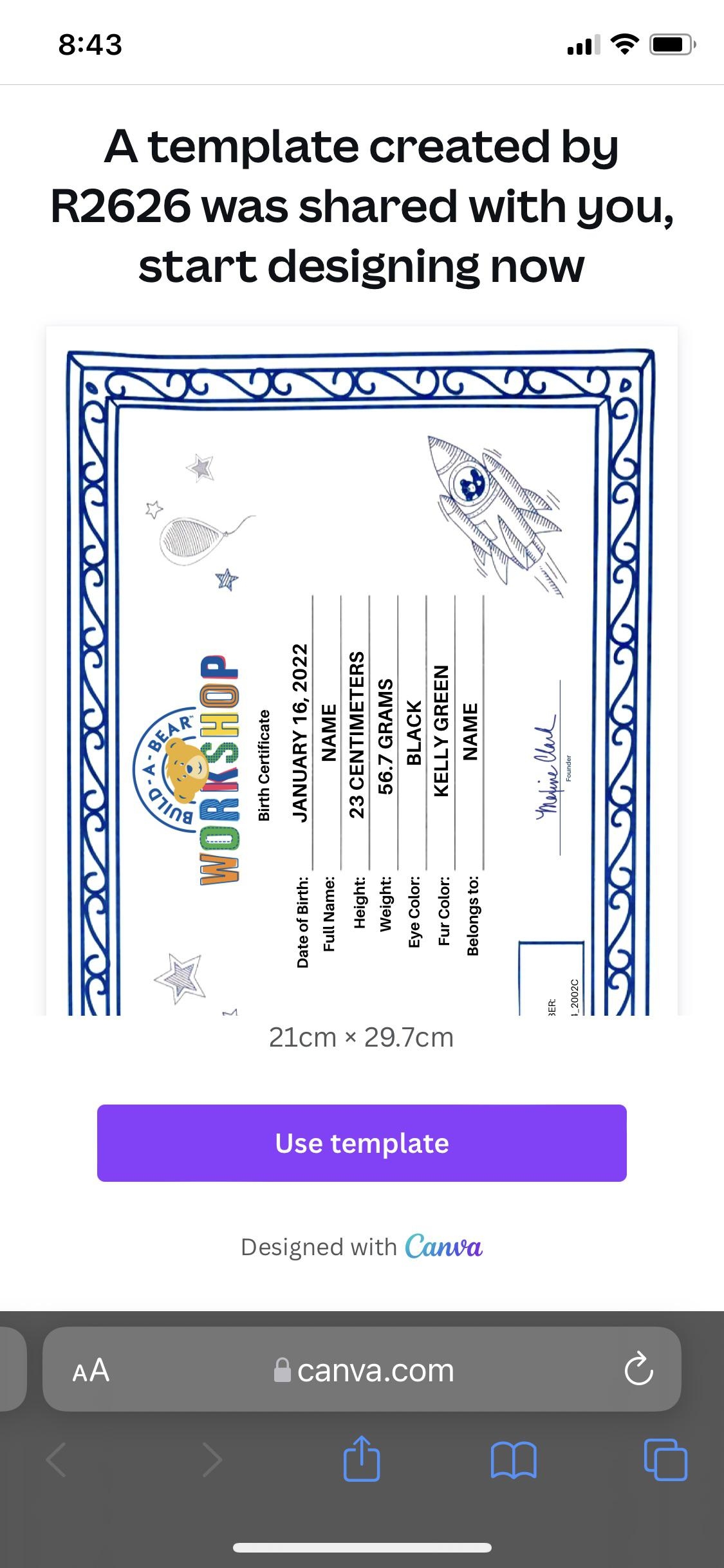 I Made A Birth Certificate Template On Canva For My Thrifted Bears So I Thought I d Share It s Fully Editable Just Save It As A PDF Print R buildabear I Made A Birth Certificate Template On Canva For My Thrifted Bears So I Thought I d Share It s Fully Editable Just Save It As A PDF Print R buildabear