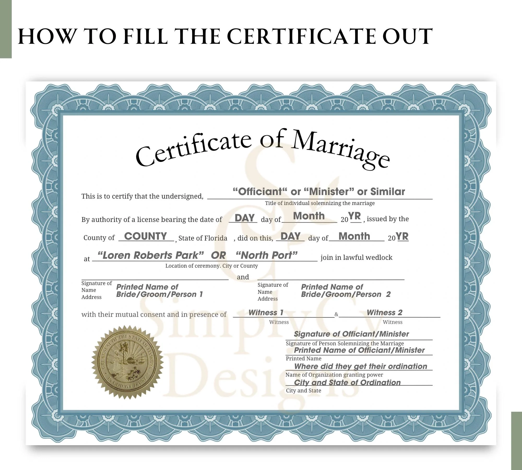 Idaho Marriage Certificate Template Printable Fake Marriage License Gag Gift Keepsake Editable PDF PNG Canva Download Etsy Denmark
