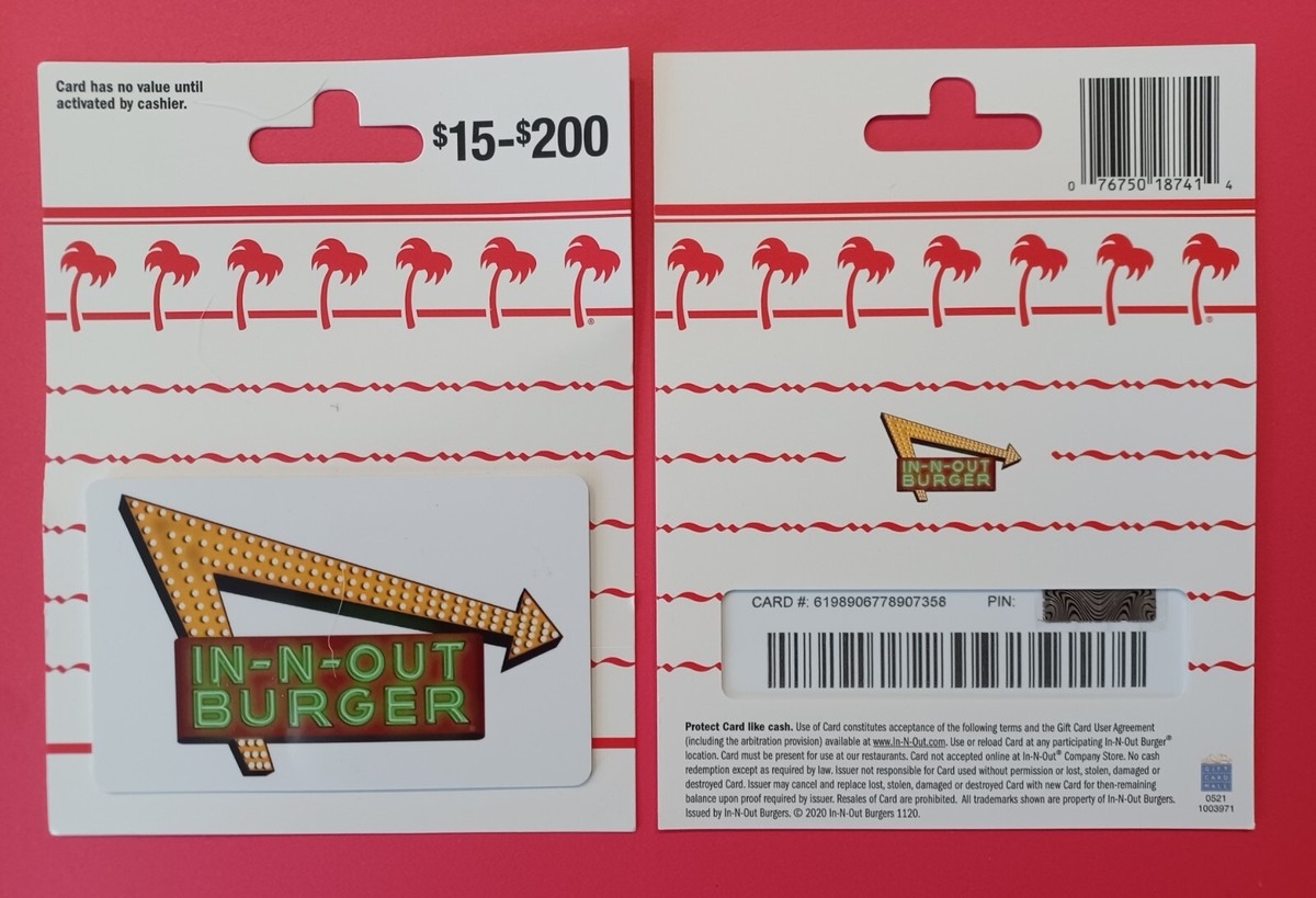 IN N OUT BURGER GIFT CARD COOL LOOKING BRAND NEW NO VALUE EBay