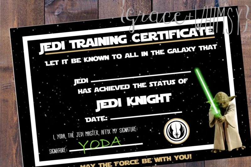 Jedi Training Certificate Printable