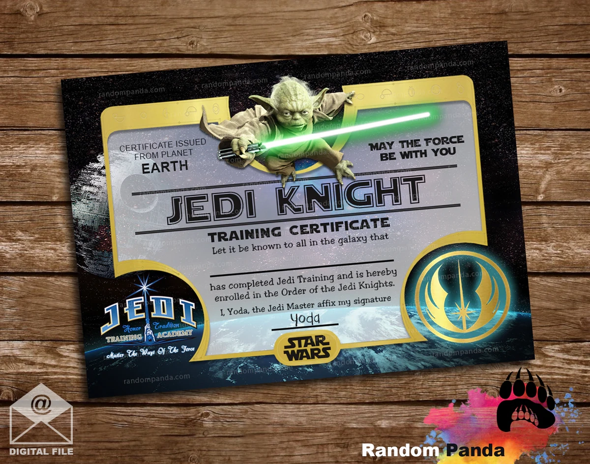 Printable Jedi Training Certificates Printable Jedi Training Certificates