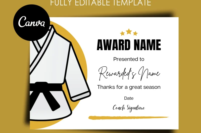 Judo Certificates Printable