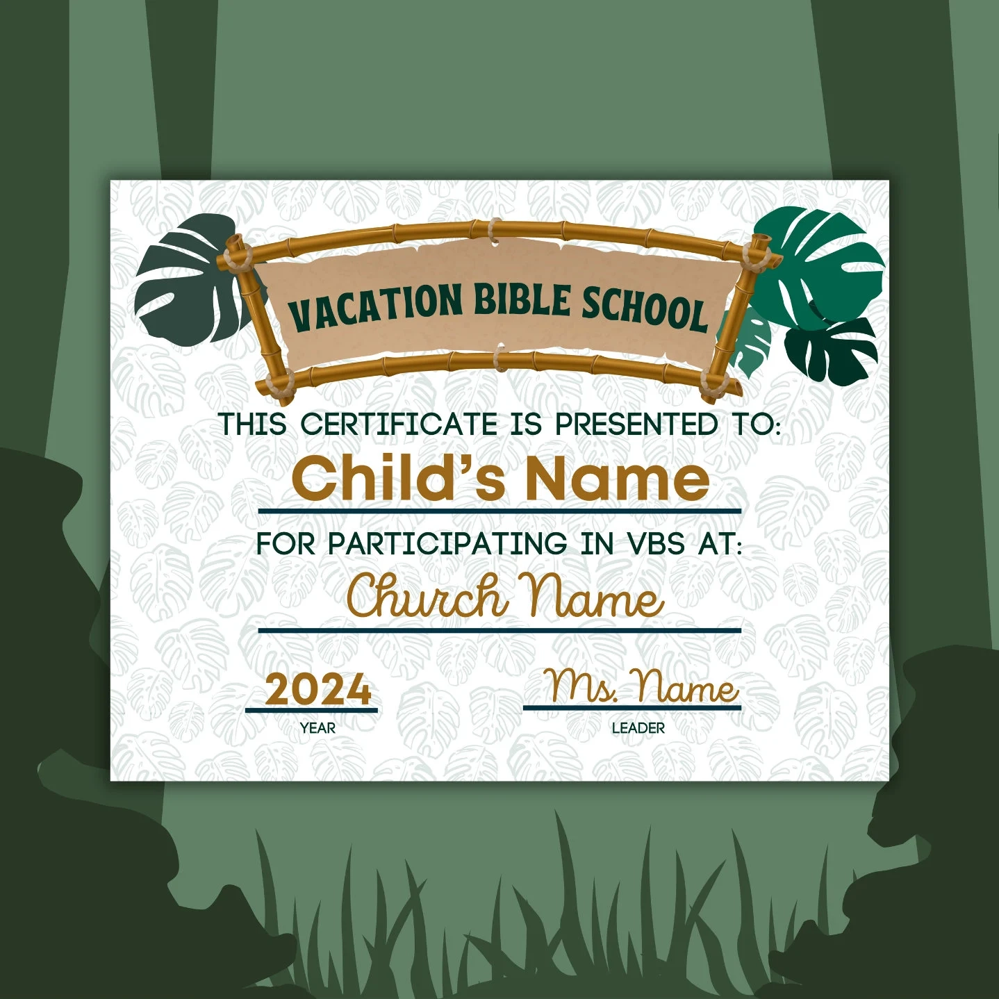 Jungle VBS Certificate Template Editable Printable PDF Download Etsy Jungle VBS Certificate Template Editable Printable PDF Download Etsy