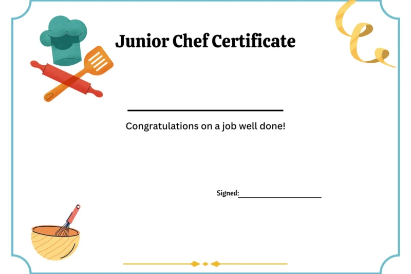 Printable Cooking Certificates