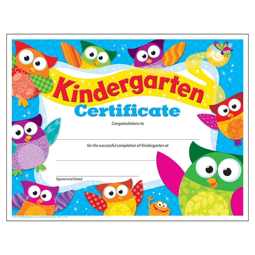 Kindergarten Certificate Owl Stars 30 Ct T 17009 Trend Enterprises Inc Certificates