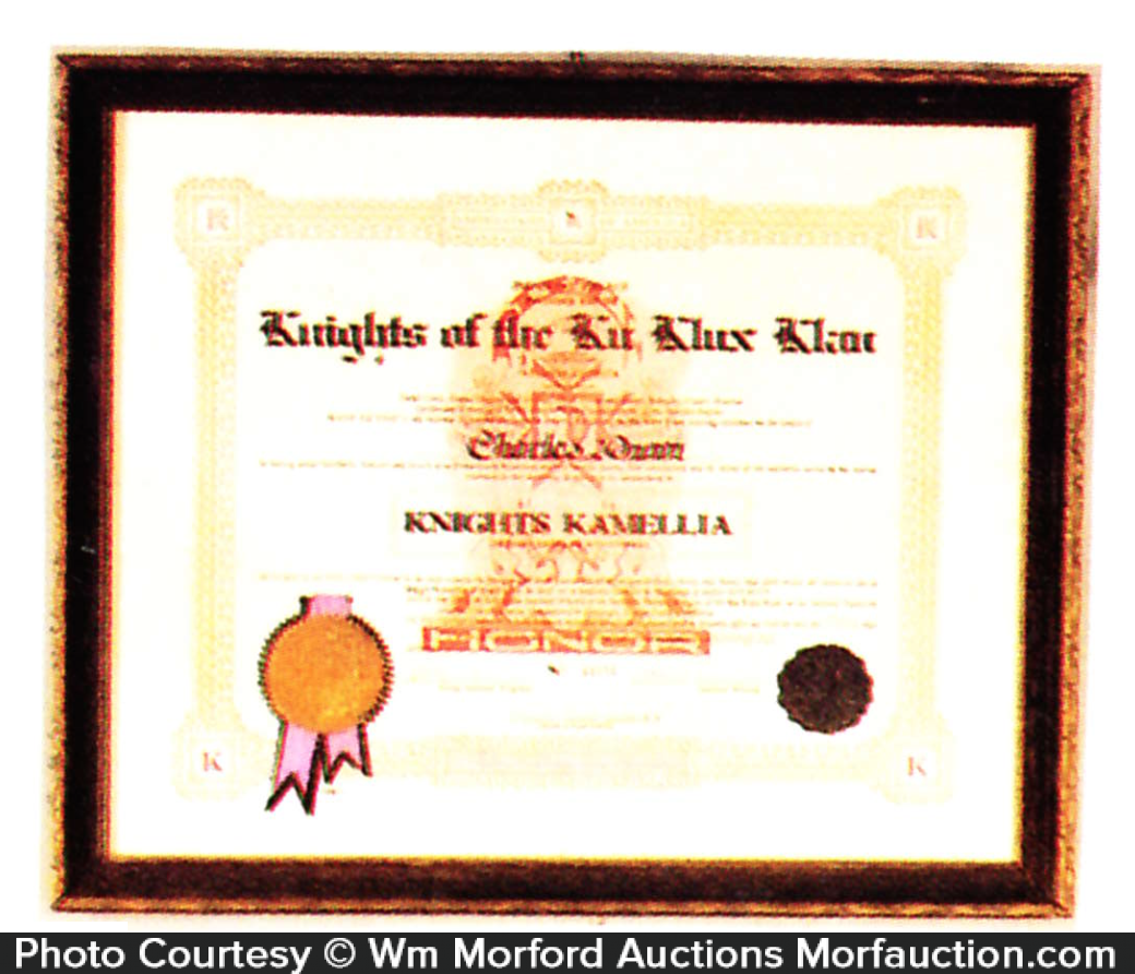 Fake Klu Klux Klan Certificate Printables