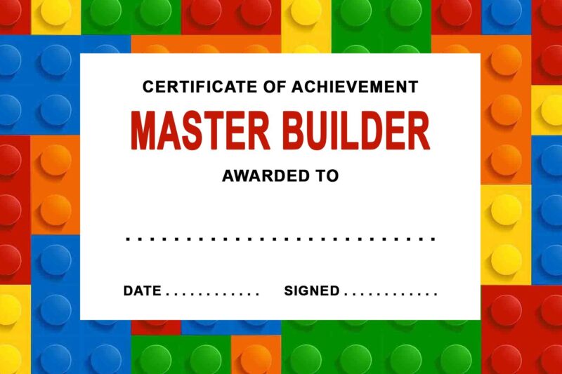 Free Printable Lego Certificate