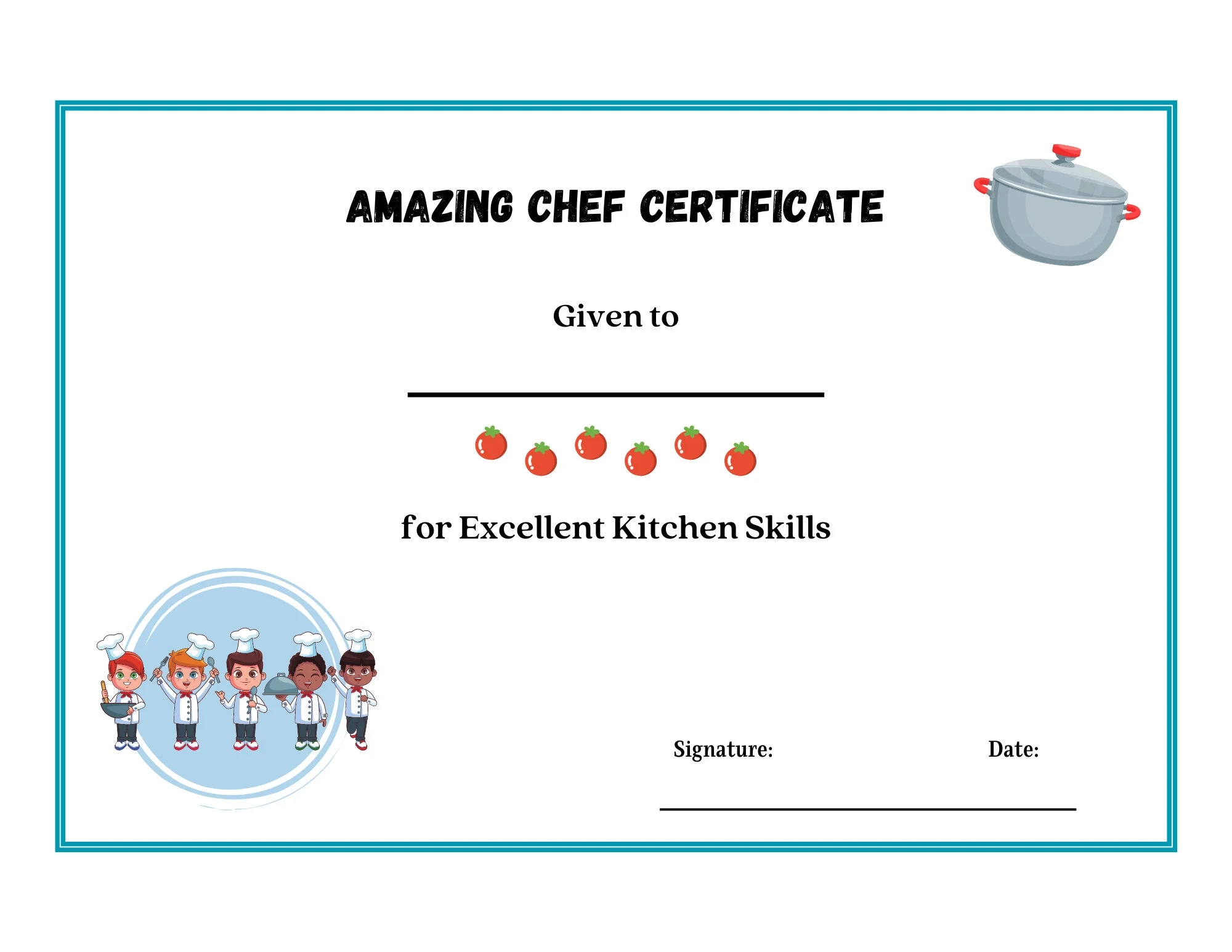 Printable Chef Certificate Printable Chef Certificate