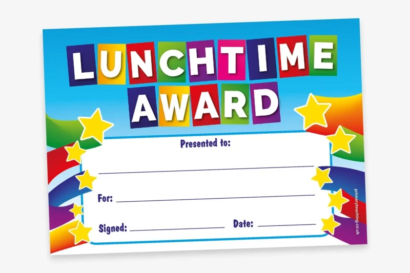 Printable Lunchtime Award Certificates