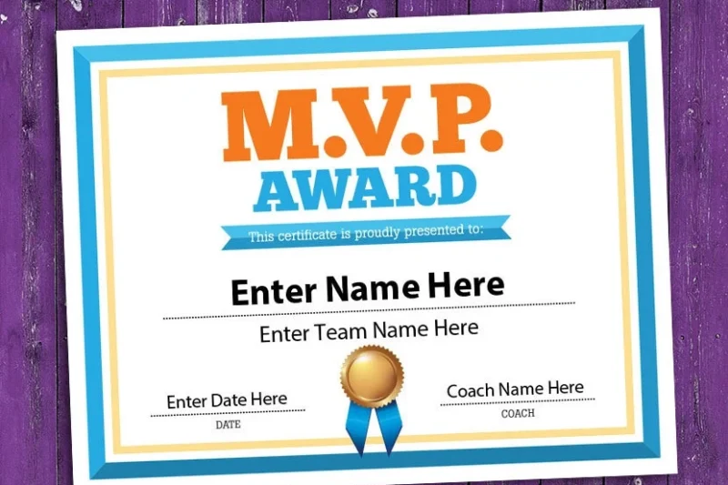 Printable Mvp Award Certificate