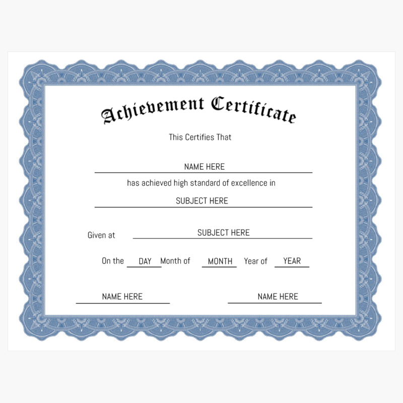 Printable Achievement Award Certificates