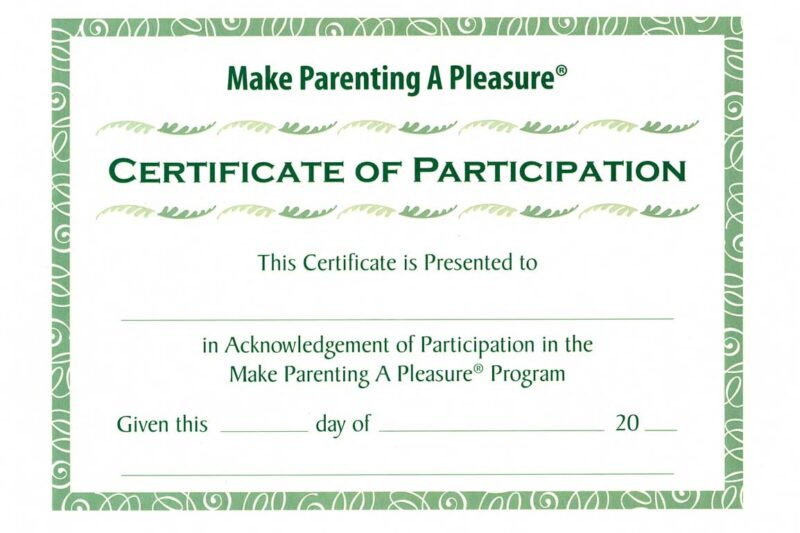 Printable Parenting Class Certificate