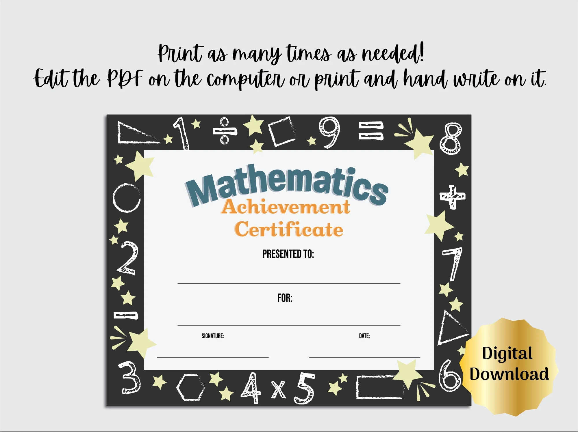 Math Certificate Award Of Recognition Template Editable PDF Digital Download Math Classroom Award End Of The Year Award Etsy Math Certificate Award Of Recognition Template Editable PDF Digital Download Math Classroom Award End Of The Year Award Etsy