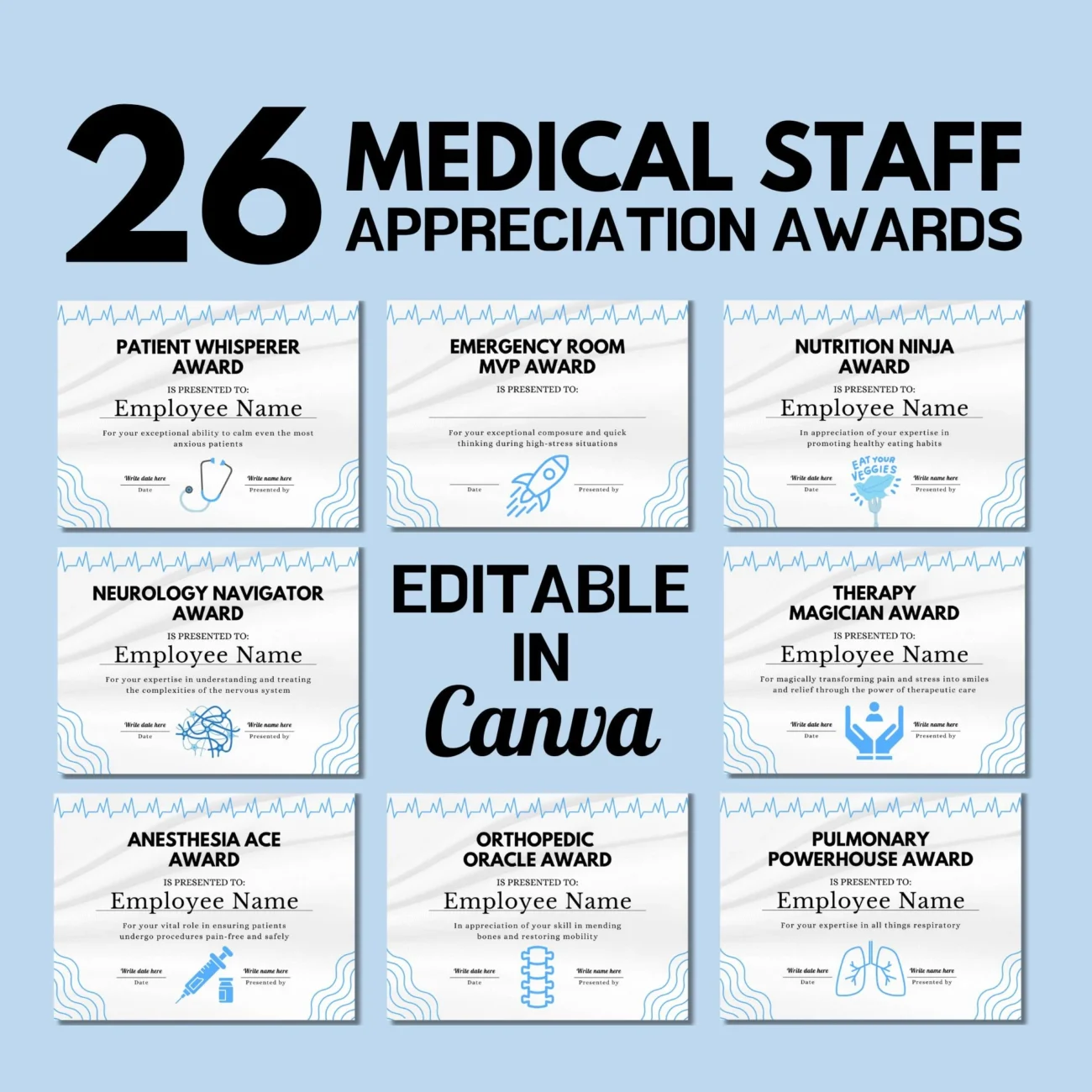 Medical Staff Award Certificates Editable In Canva Funny Nurse Appreciation Award Employee Of The Month Year Recognition Ceremony Gift Etsy