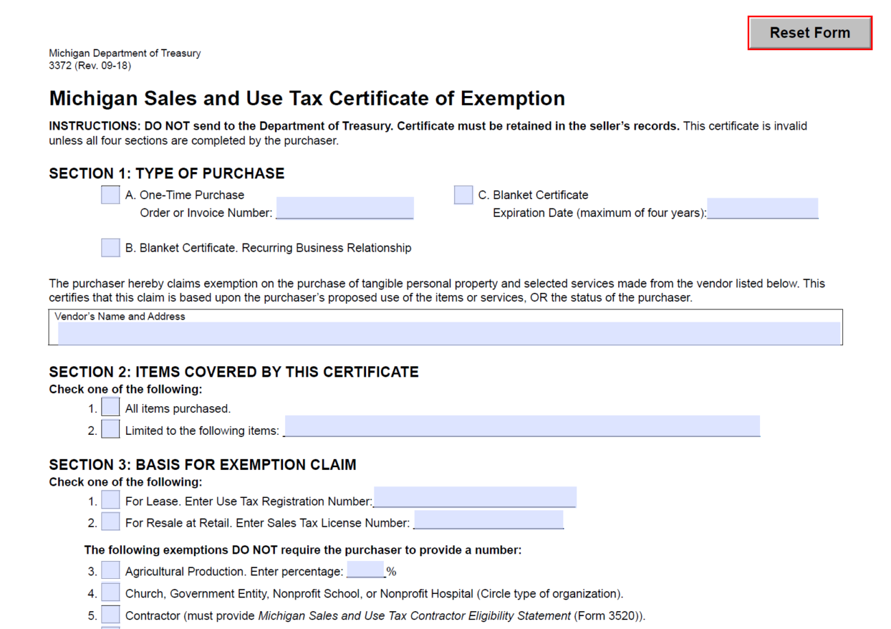 Michigan Resale Certificate Trivantage