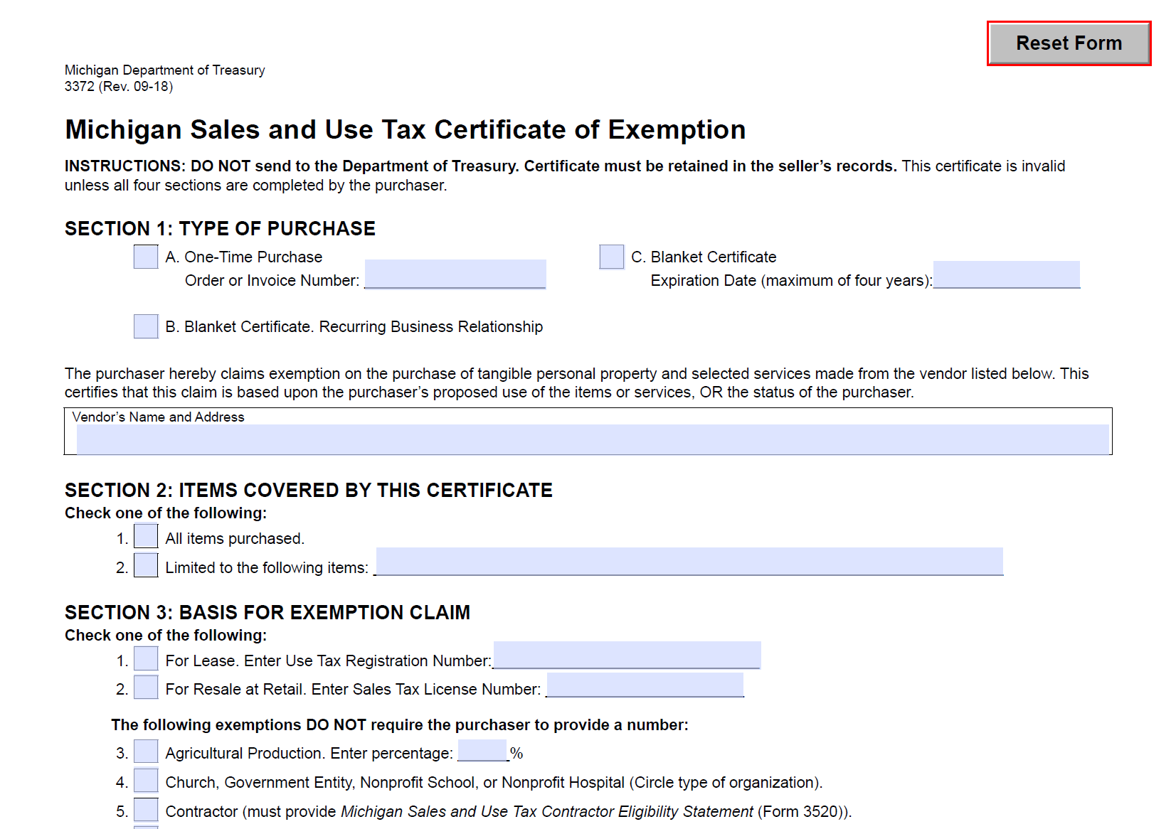 Michigan Resale Certificate Trivantage