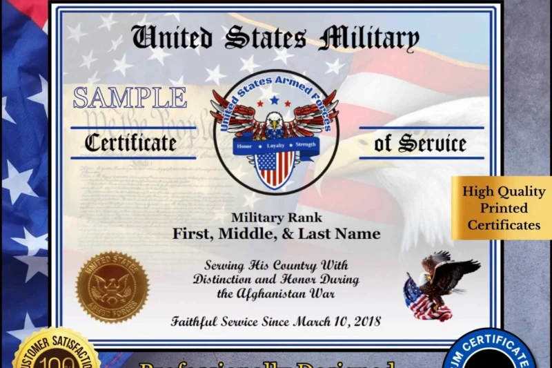 Printable Branch Of Service Certificates