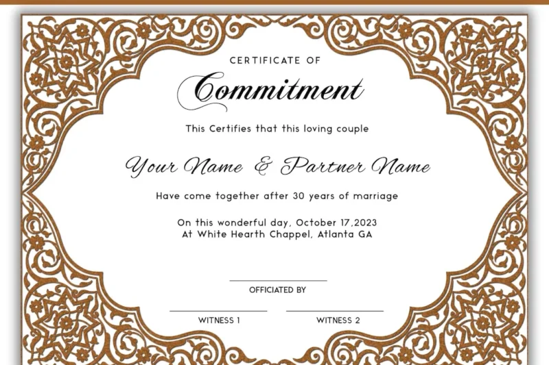 Free Printable Certificate Of Commitment Template