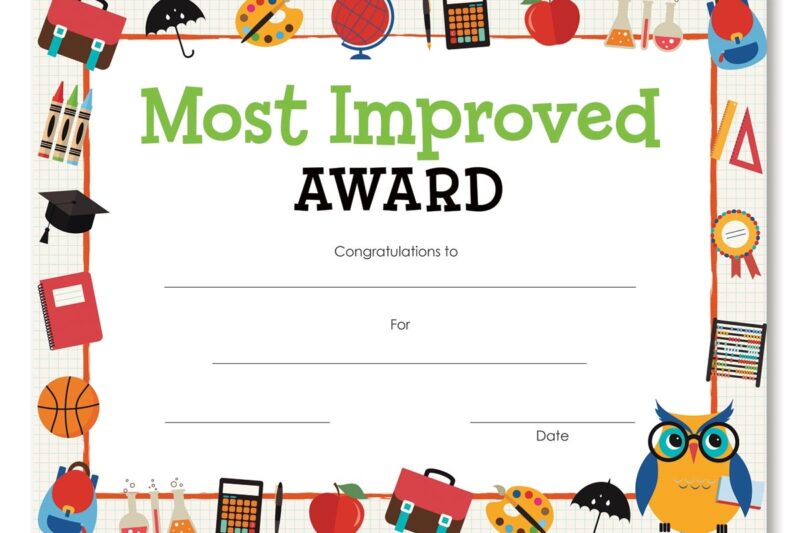 Printable Certificates For Students Most Improved