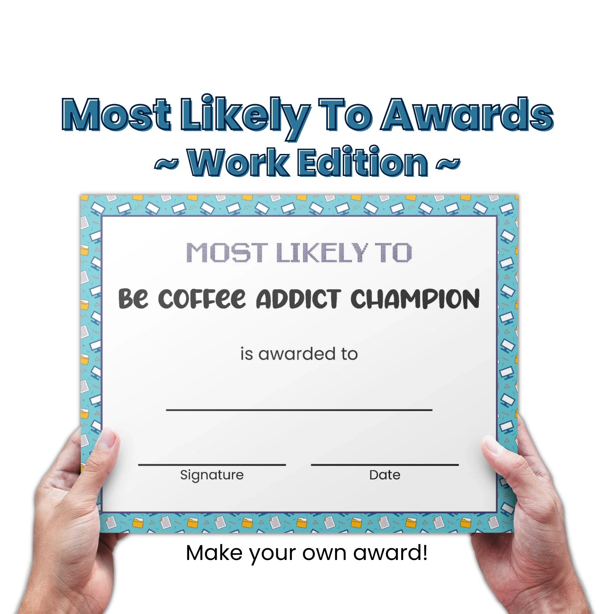 Most Likely To Award Certificates For Office Party Games Superlative Award Template Employee Awards Team Building Games Workplace Games Etsy