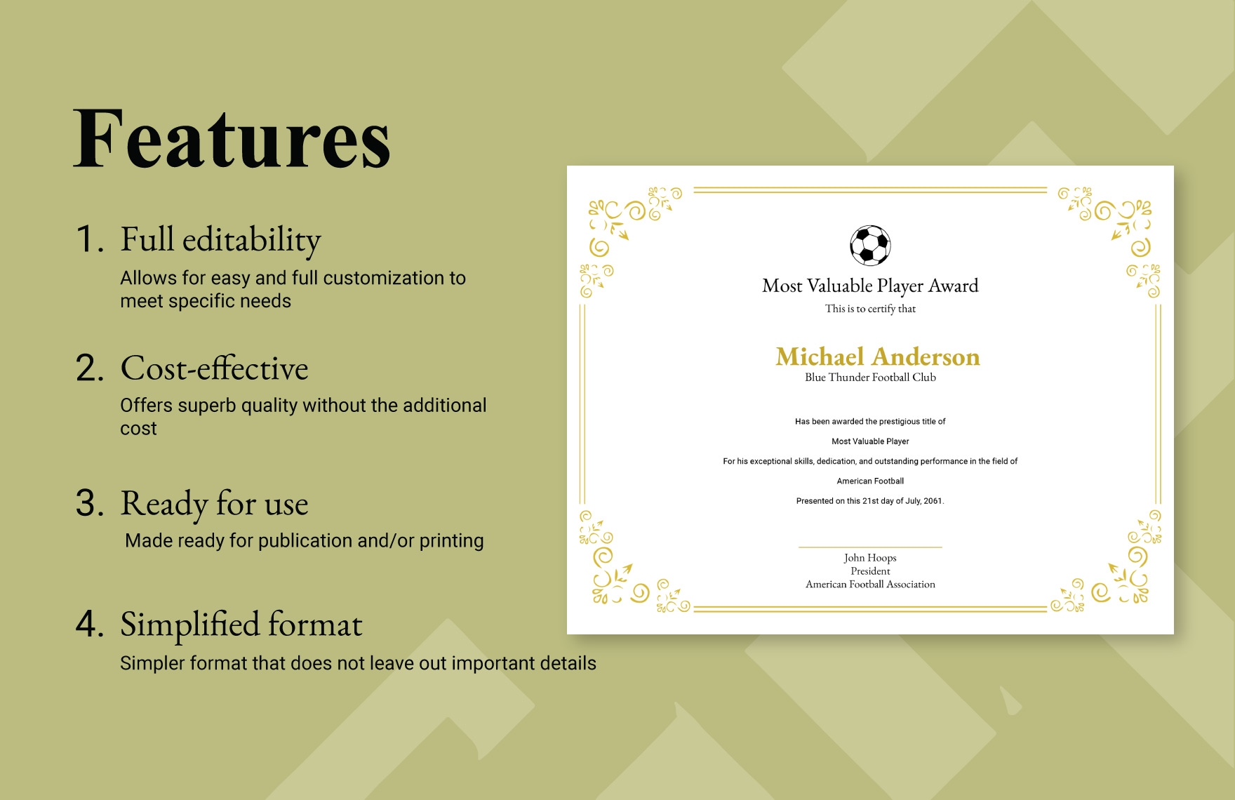 Most Valuable Player Award Certificate In Word Illustrator PSD Download Template