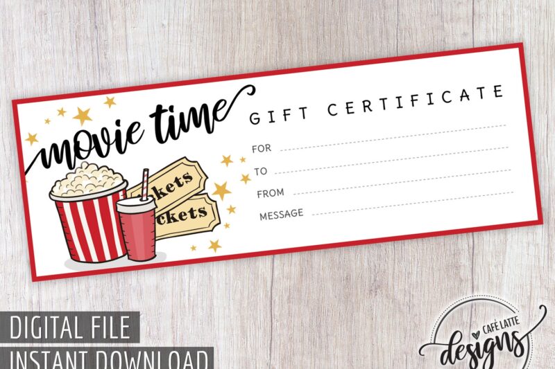 Printable Movie Gift Certificate Template