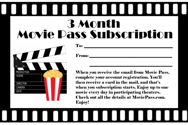 Movie Pass Gift Certificate Printable