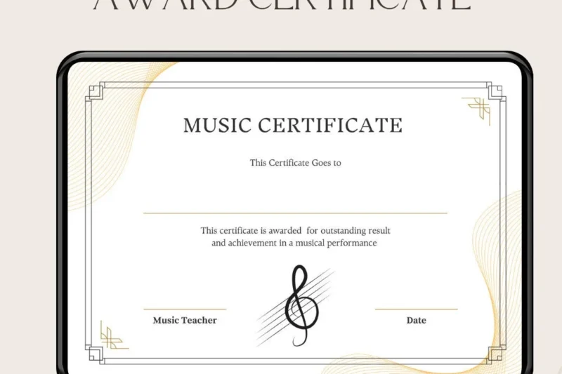 Music Certificate Template Printable