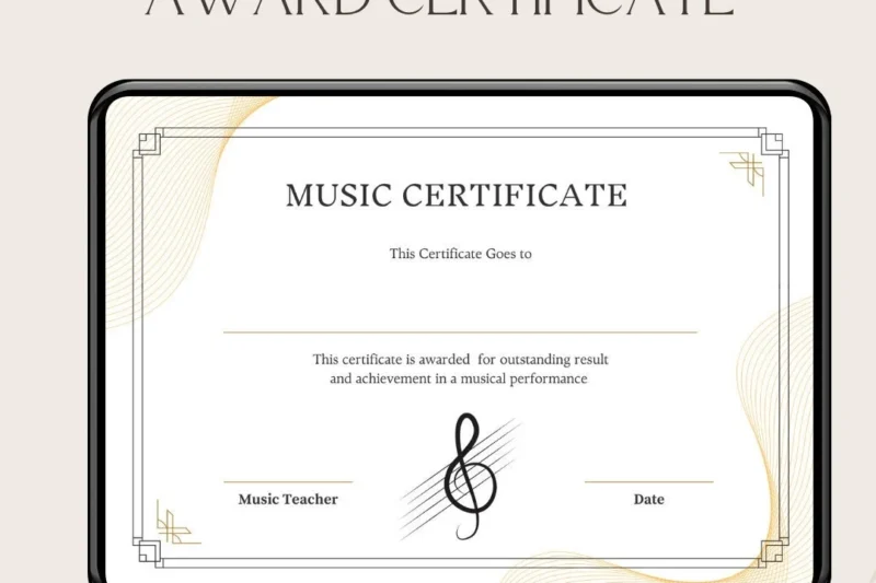 Music Award Certificate Printable
