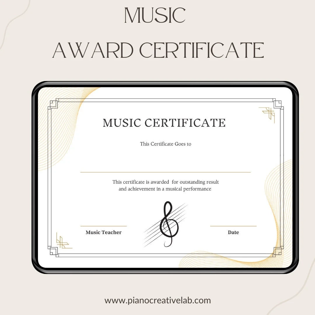 Music Certificates Achievement Award Printable Music Awards PDF Music Certificates School Certificates Instant Download Etsy