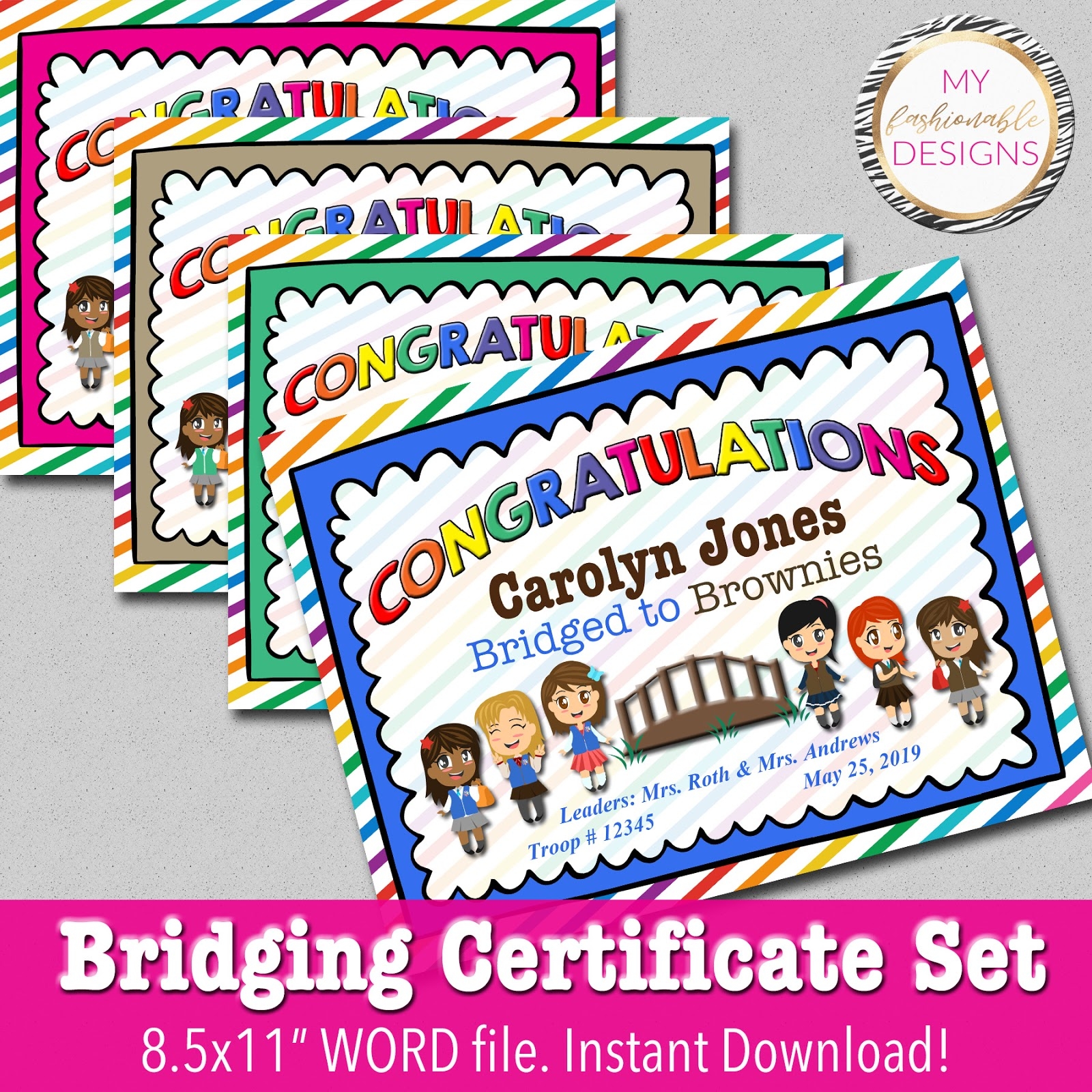 Brownie Bridging Certificate Printable