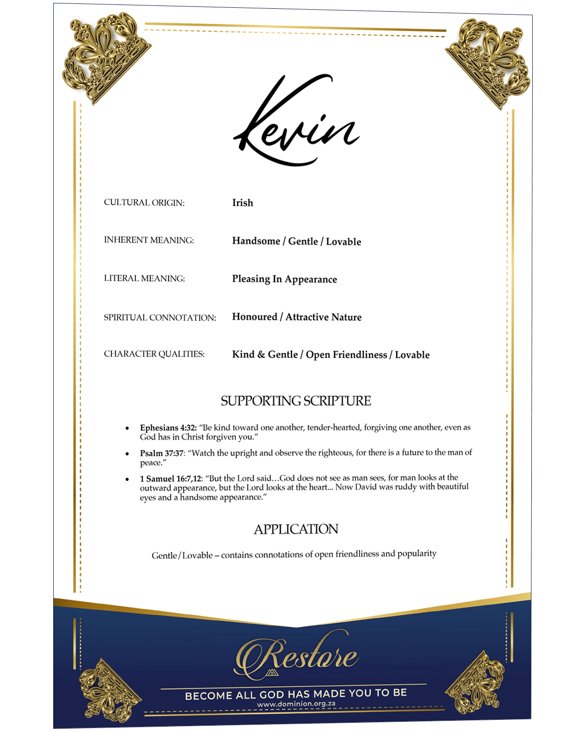 Name Certificate DOMINION Name Certificate DOMINION