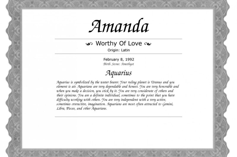 Free Printable Name Meaning Certificates