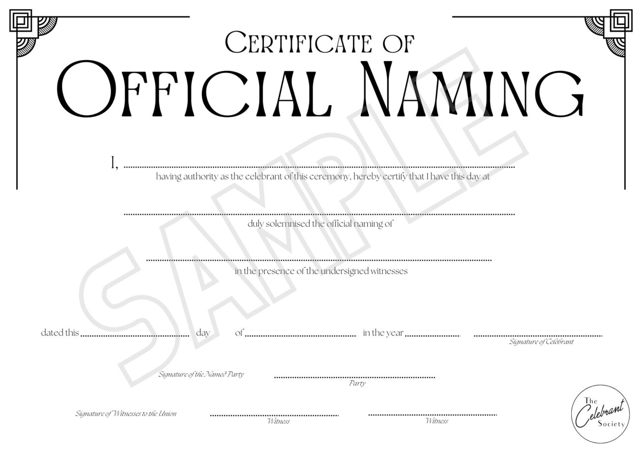 Naming Days Certificate Bundle The Wedding Society