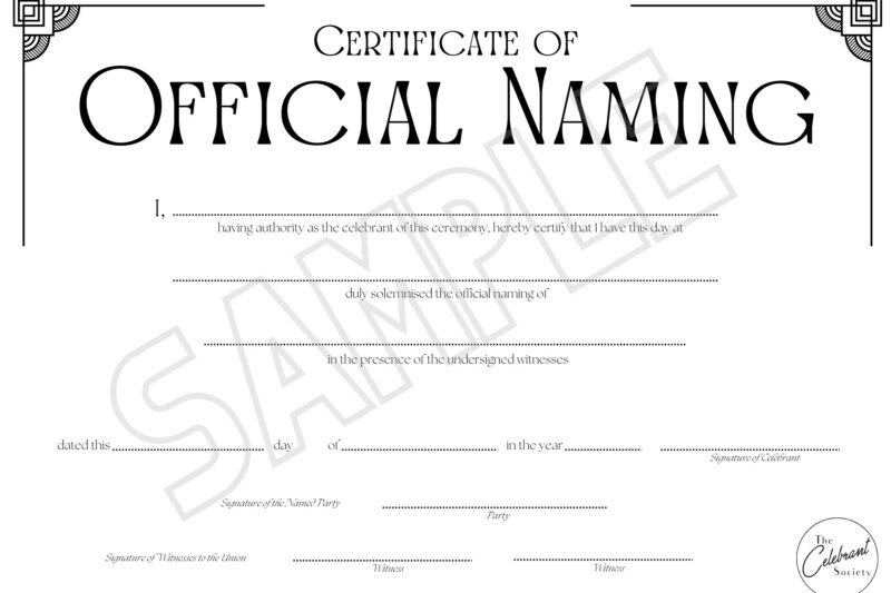 Printable Naming Ceremony Certificates