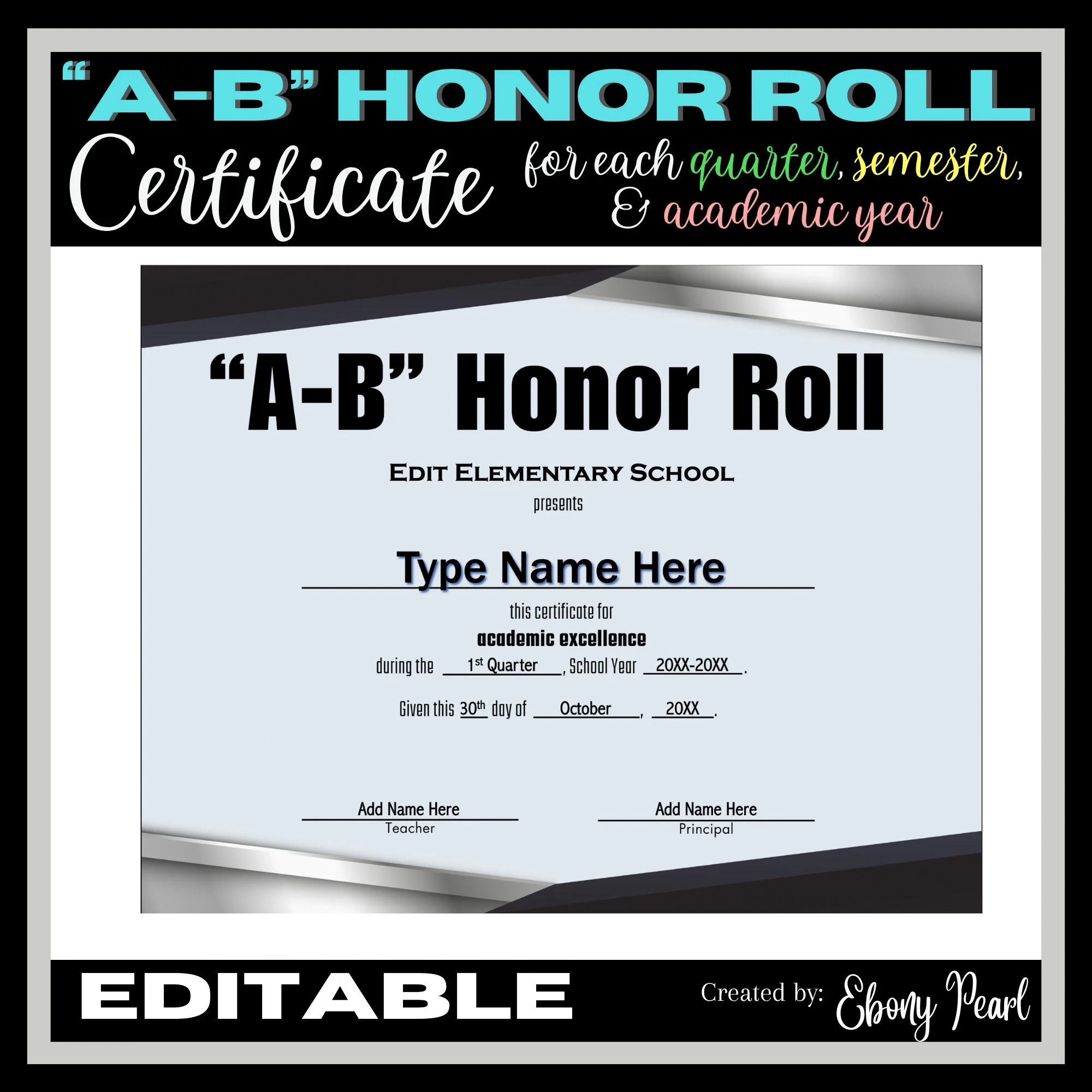 Free Printable Principals Honor Roll Certificates