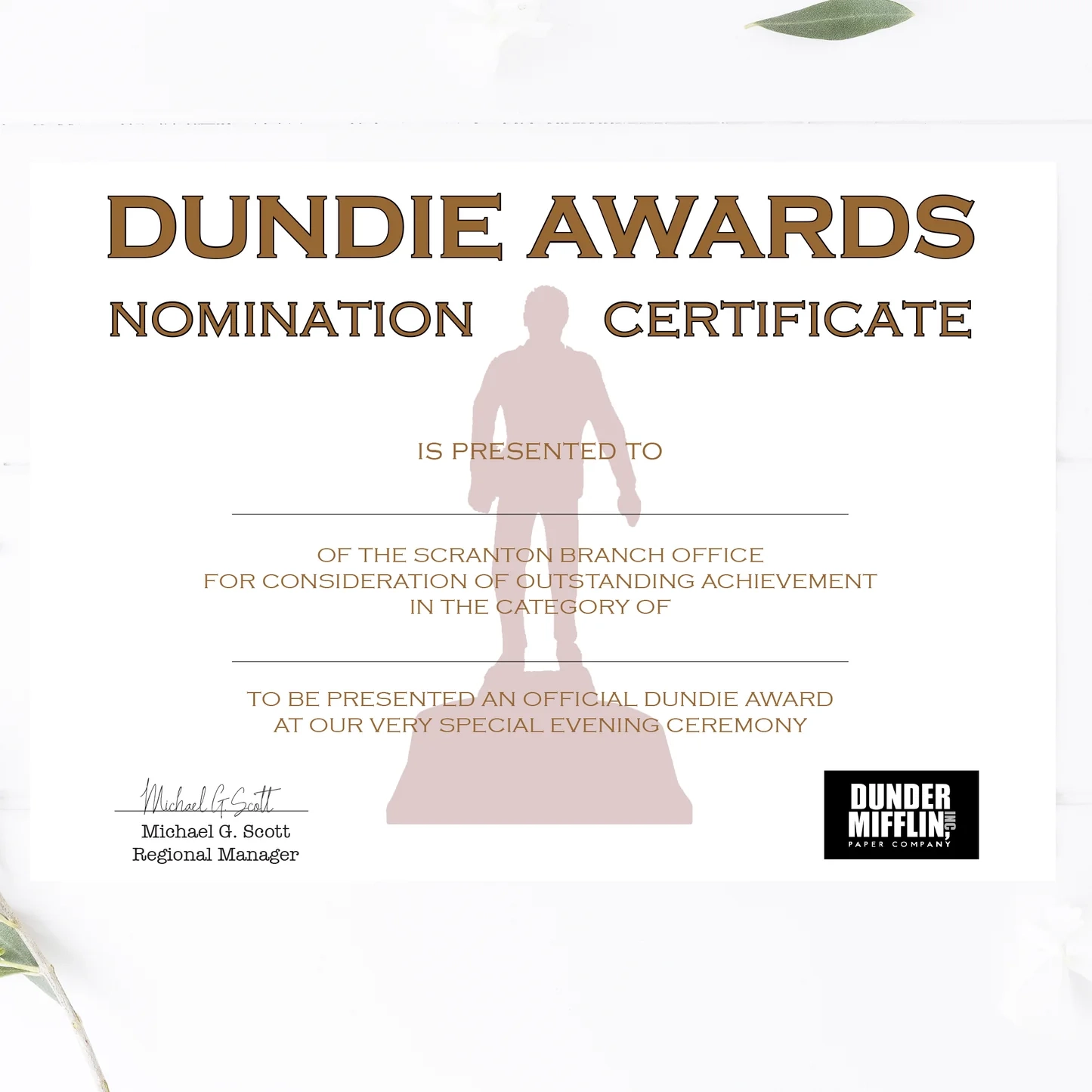 Michael Scott's Certificate Printable