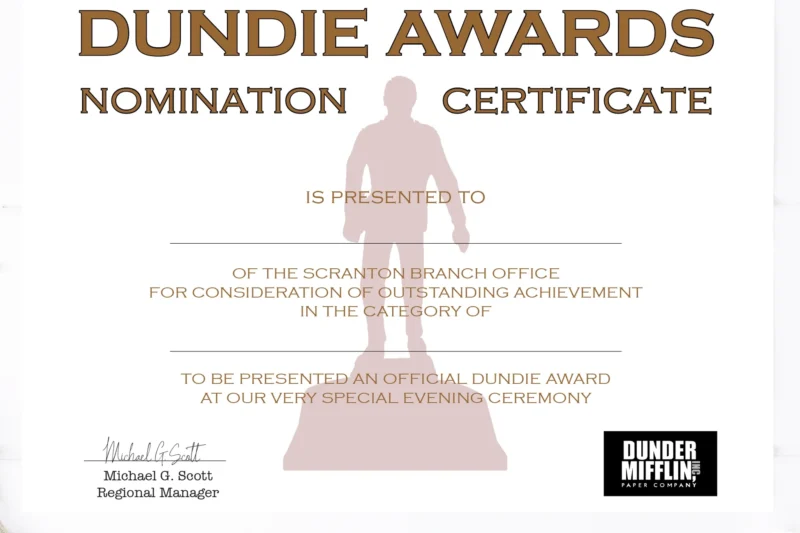 Dundie Award Certificate Printable