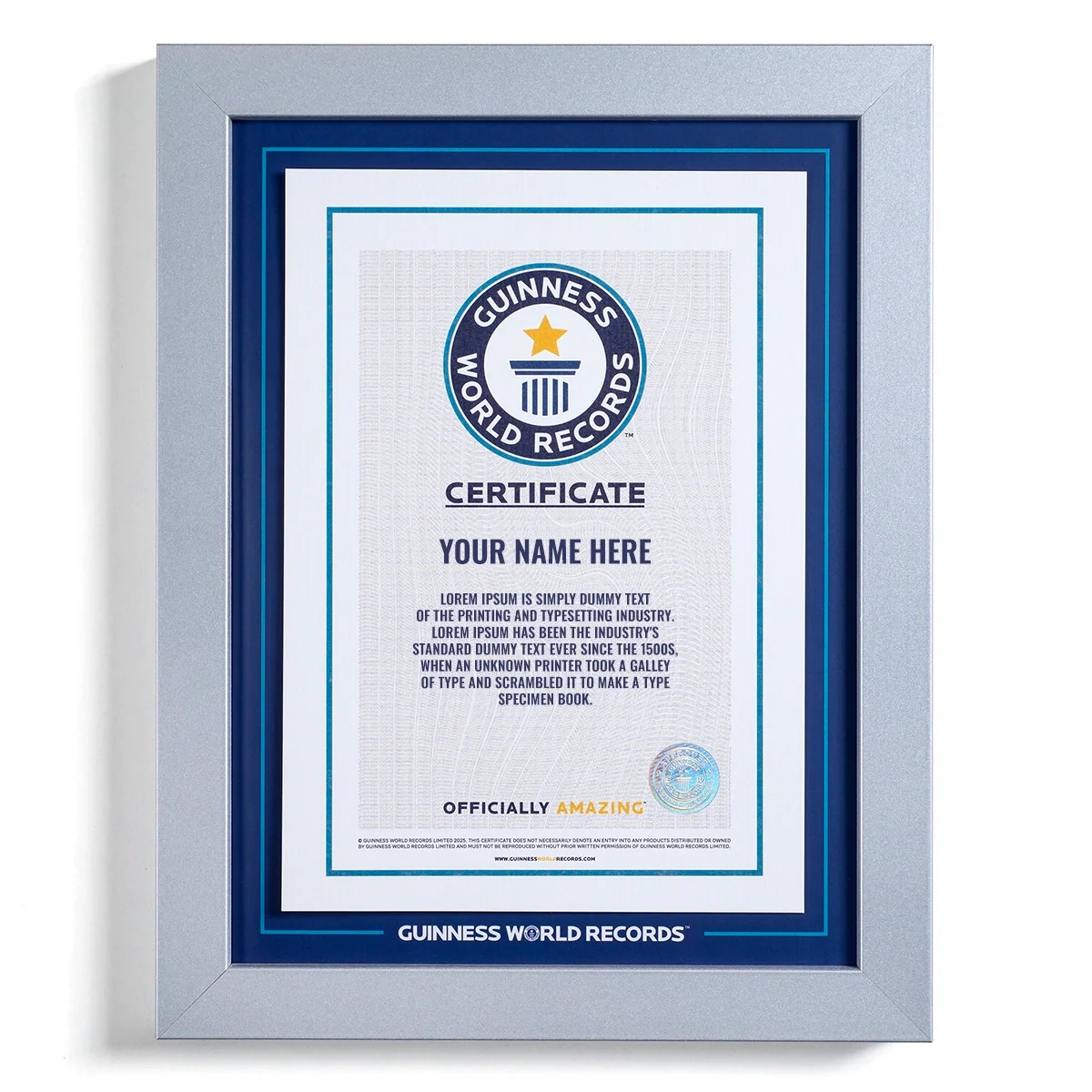 Official Record Participant Certificate Guinness World Records