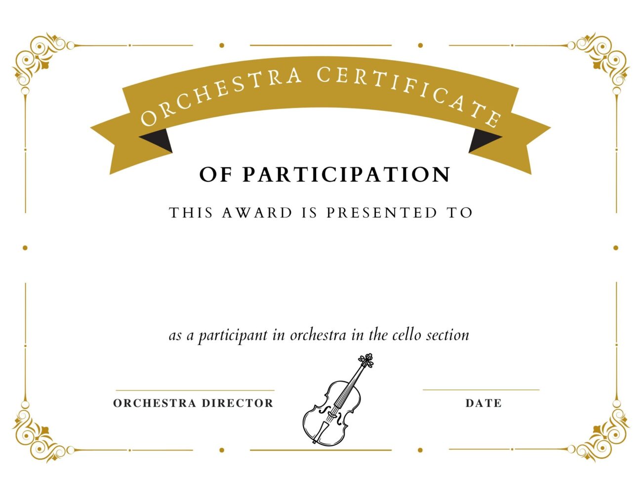 Orchestra Editable Certificate Mega Pack 5 Certificates Violin Viola Cello Bass Percussion Etsy