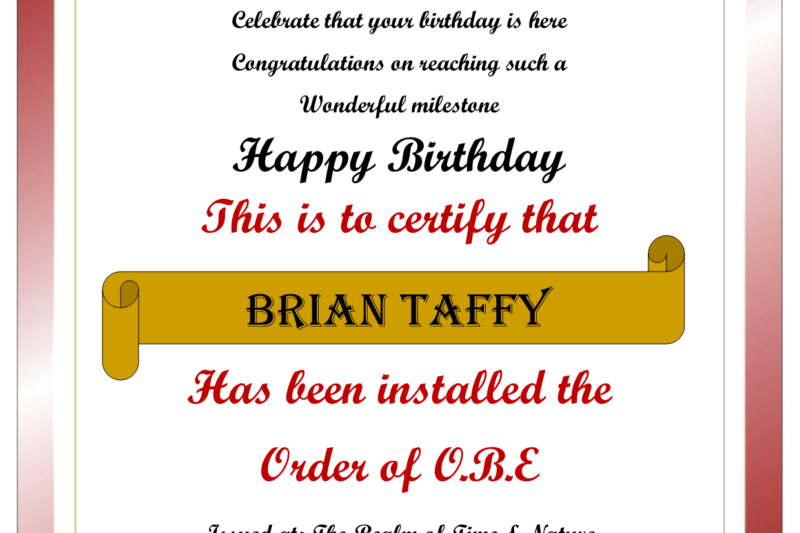 Printable Over Bloody Eighty Certificate