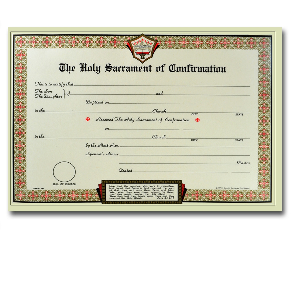 Printable Church Confirmation Confirmation Certificate