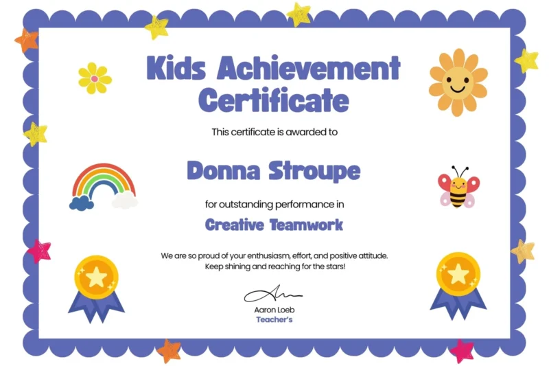 Teamwork Certificate For Kids Printable
