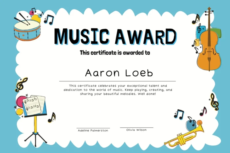 Free Printable Music Award Certificate
